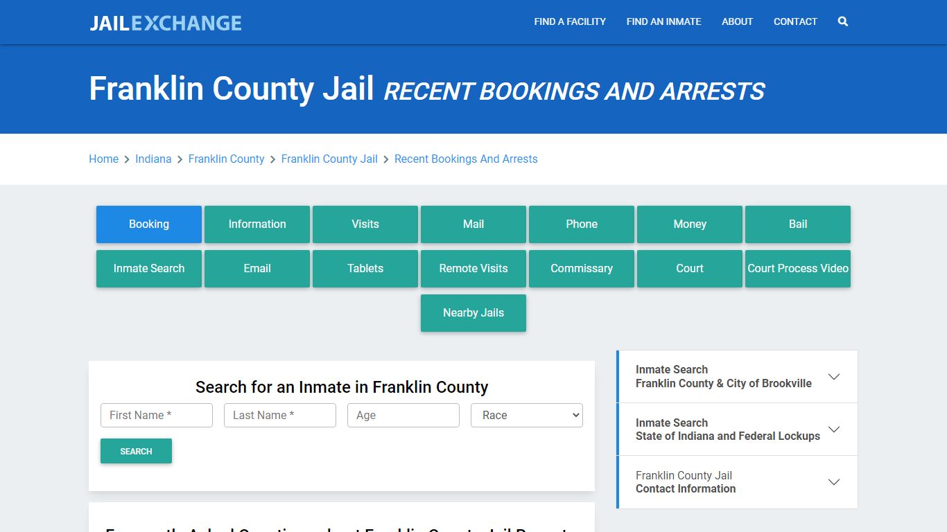 Franklin County Jail Recent Bookings And Arrests - Jail Exchange